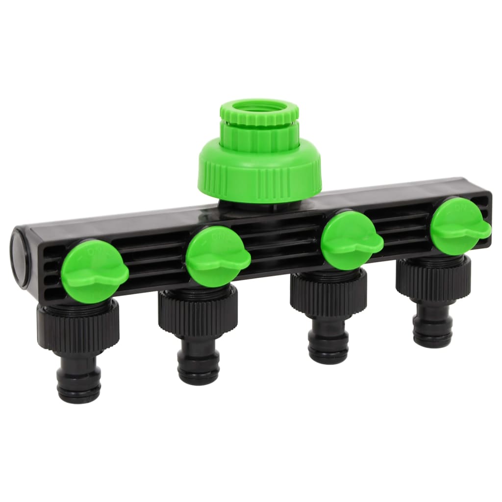 Vidaxl kraanadapter 4-wegs 19,5x6x11 cm abs pp groen en zwart