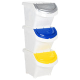 Vidaxl Waste bins with lids Stackable 3 ST PP 78 L White