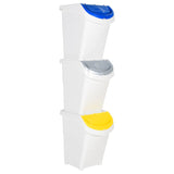 Vidaxl Waste bins with lids Stackable 3 ST PP 120 L White