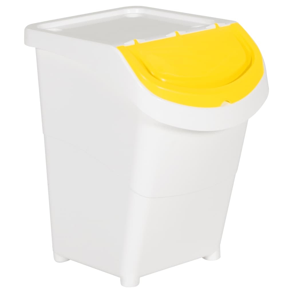 Vidaxl Waste bins with lids Stackable 3 ST PP 120 L White