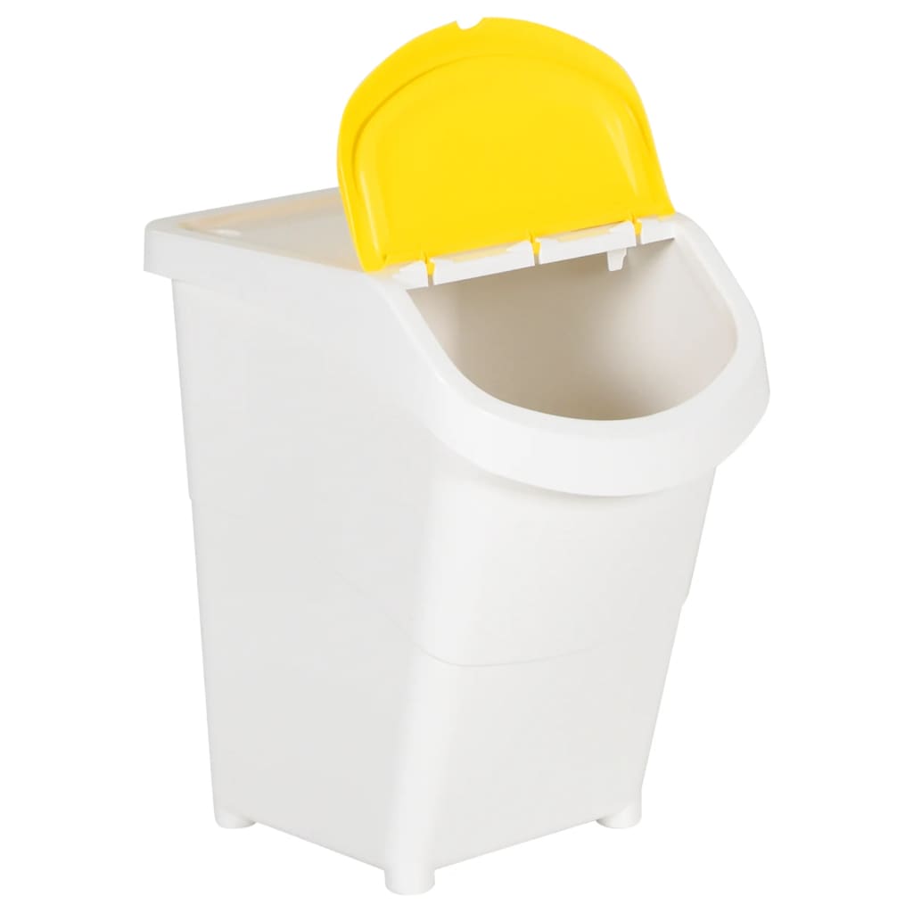 Vidaxl Waste bins with lids Stackable 3 ST PP 120 L White