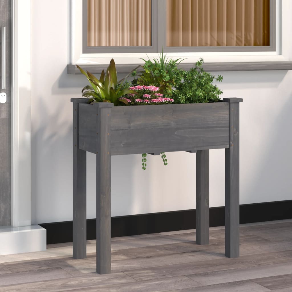VIDAXL -Pflanzer mit Auskleidung 71x37x76 cm Festkiefergrau