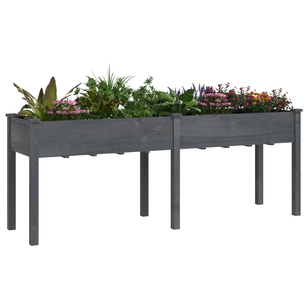 Vidaxl fioriera con fodera 203x53x76 cm grigio porting solido