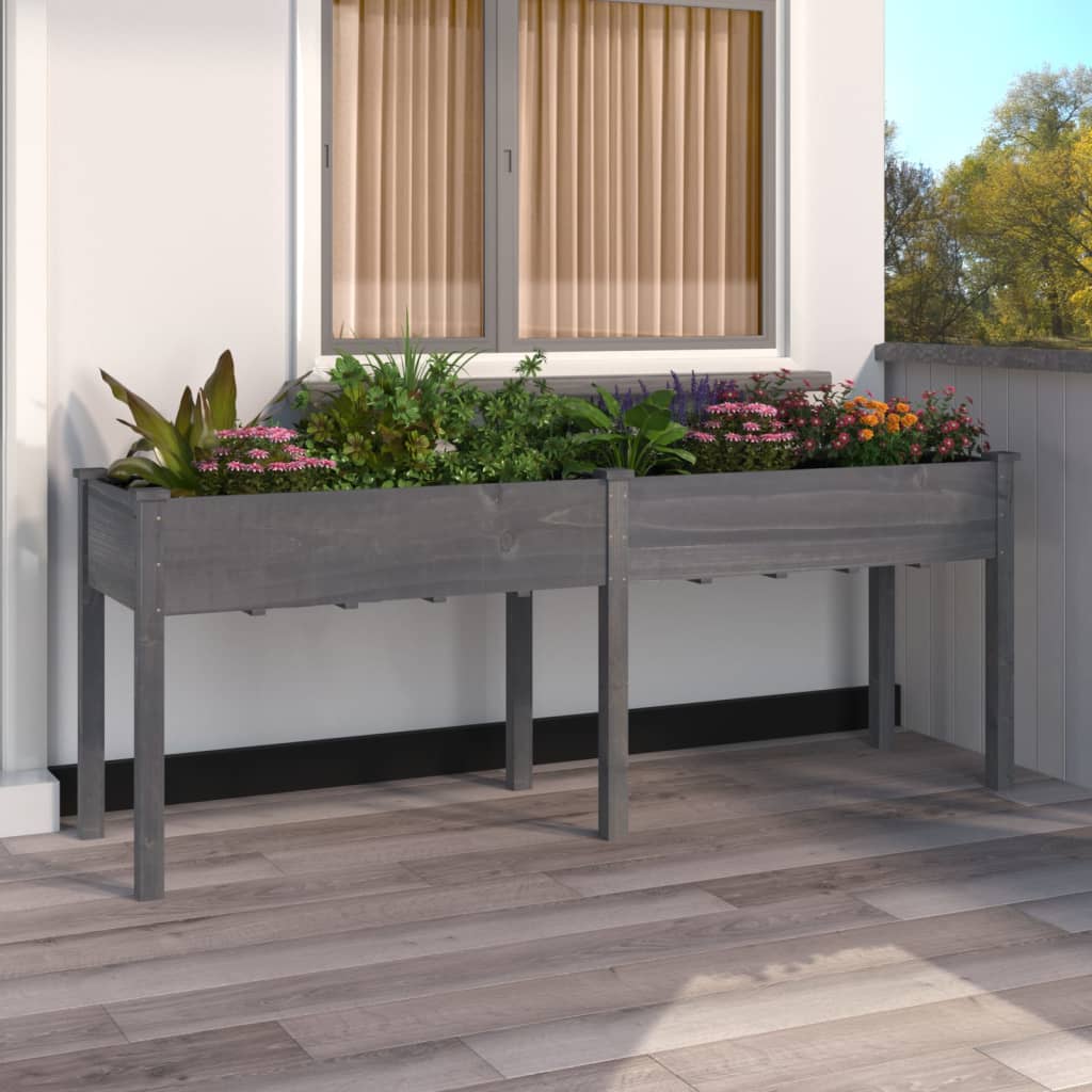 Vidaxl fioriera con fodera 203x53x76 cm grigio porting solido