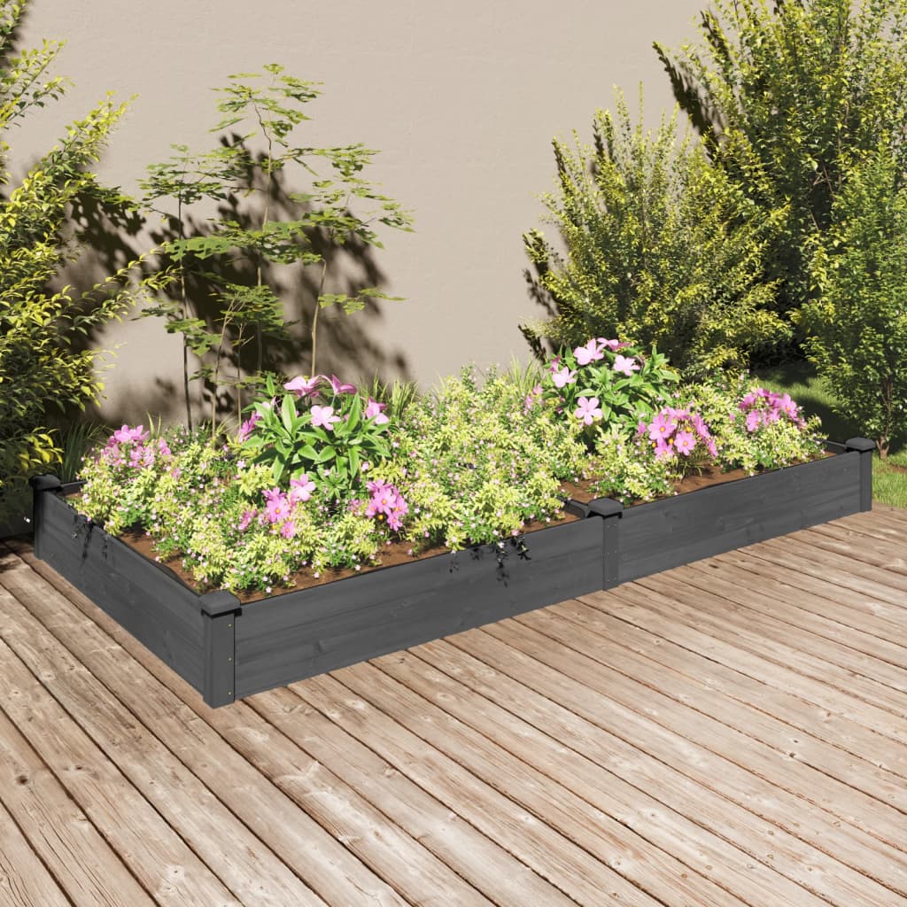 Vidaxl fioriera sollevata con fodera 240x120x25 cm grigio in legno puro