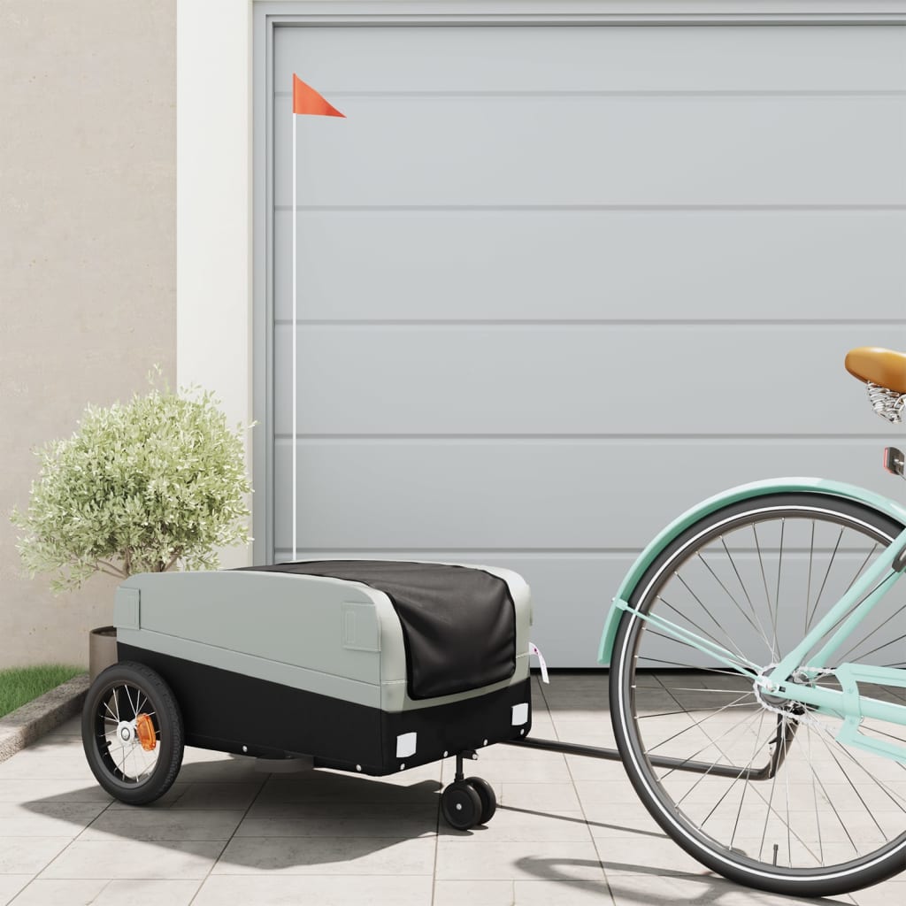 Vidaxl bicycle trailer 30 kg iron black and gray