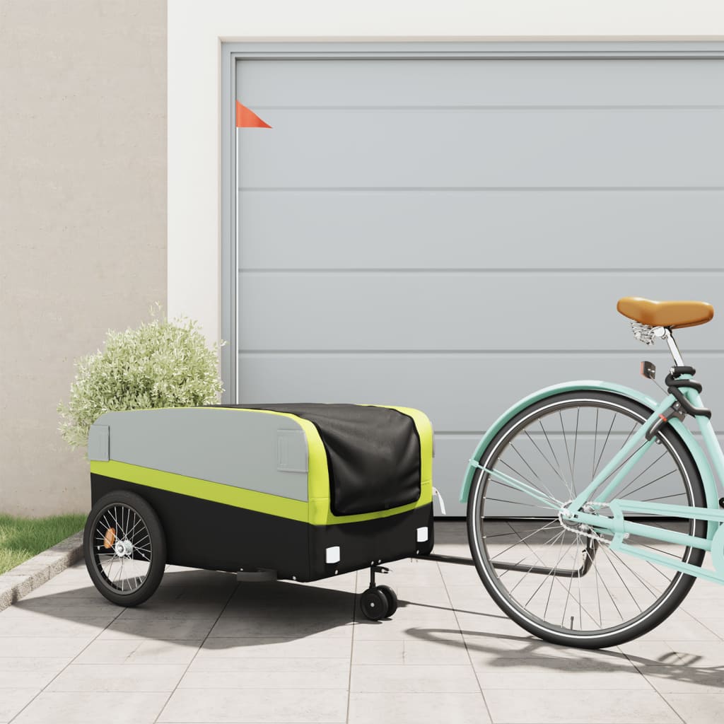Vidaxl Fahrradanhänger 45 kg Eisen schwarz und grün