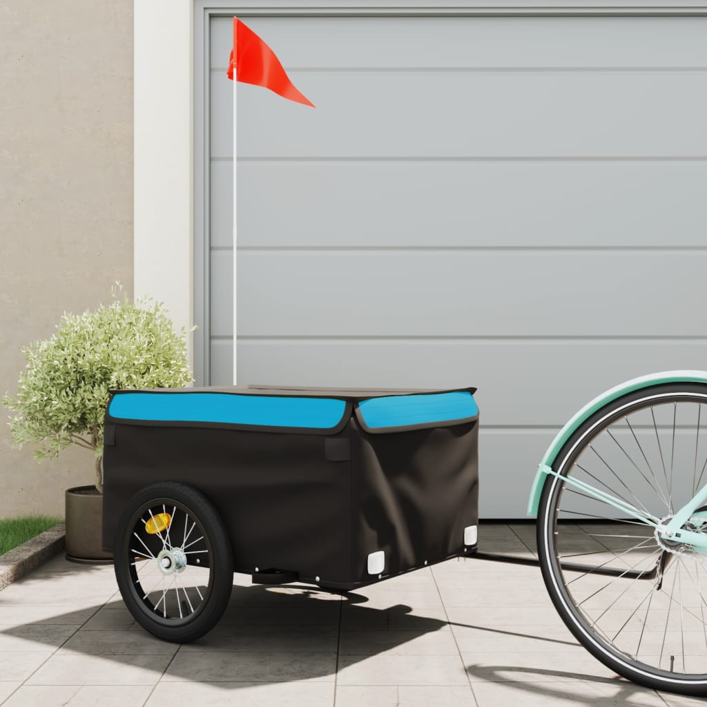 Vidaxl bicycle trailer 45 kg iron black and blue
