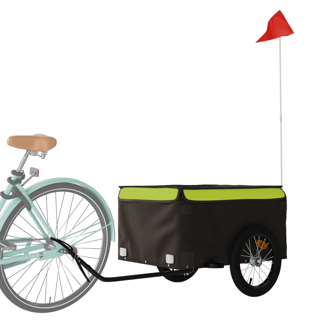 Vidaxl bicycle trailer 45 kg iron black and green