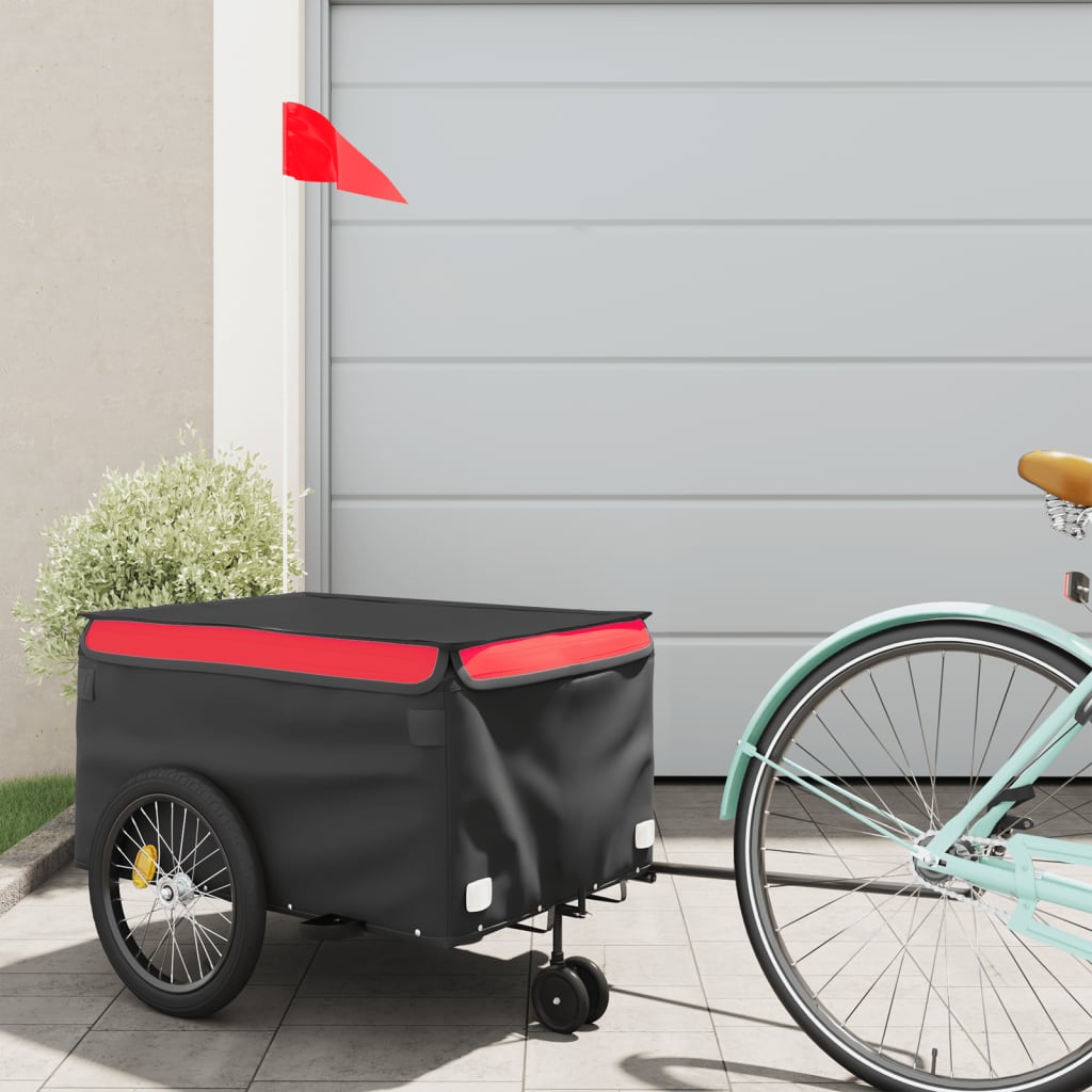 Vidaxl bicycle trailer 30 kg iron black and red