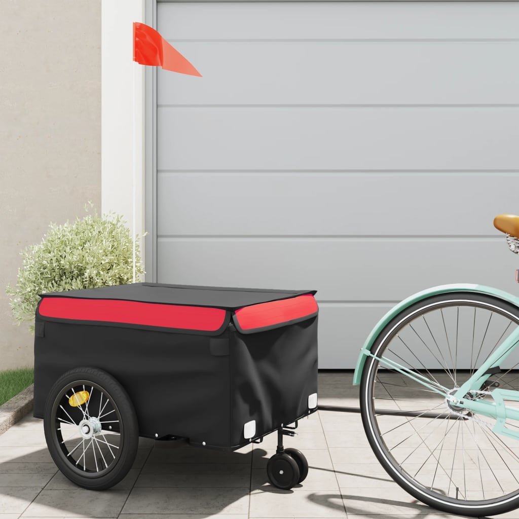 Vidaxl bicycle trailer 45 kg iron black and red