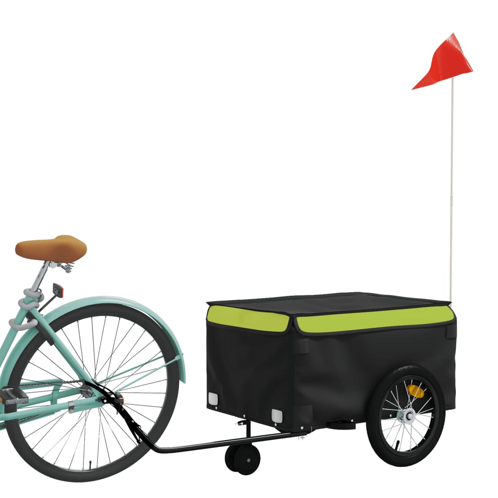 Vidaxl bicycle trailer 45 kg iron black and green