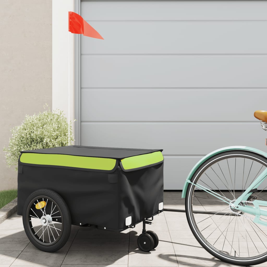 Vidaxl bicycle trailer 45 kg iron black and green
