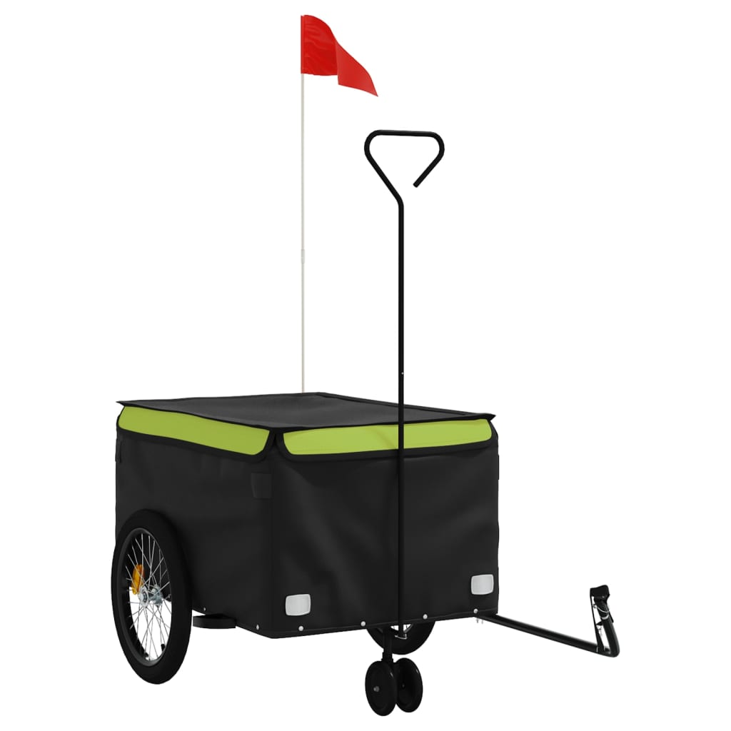Vidaxl remolque de bicicleta 45 kg de hierro negro y verde