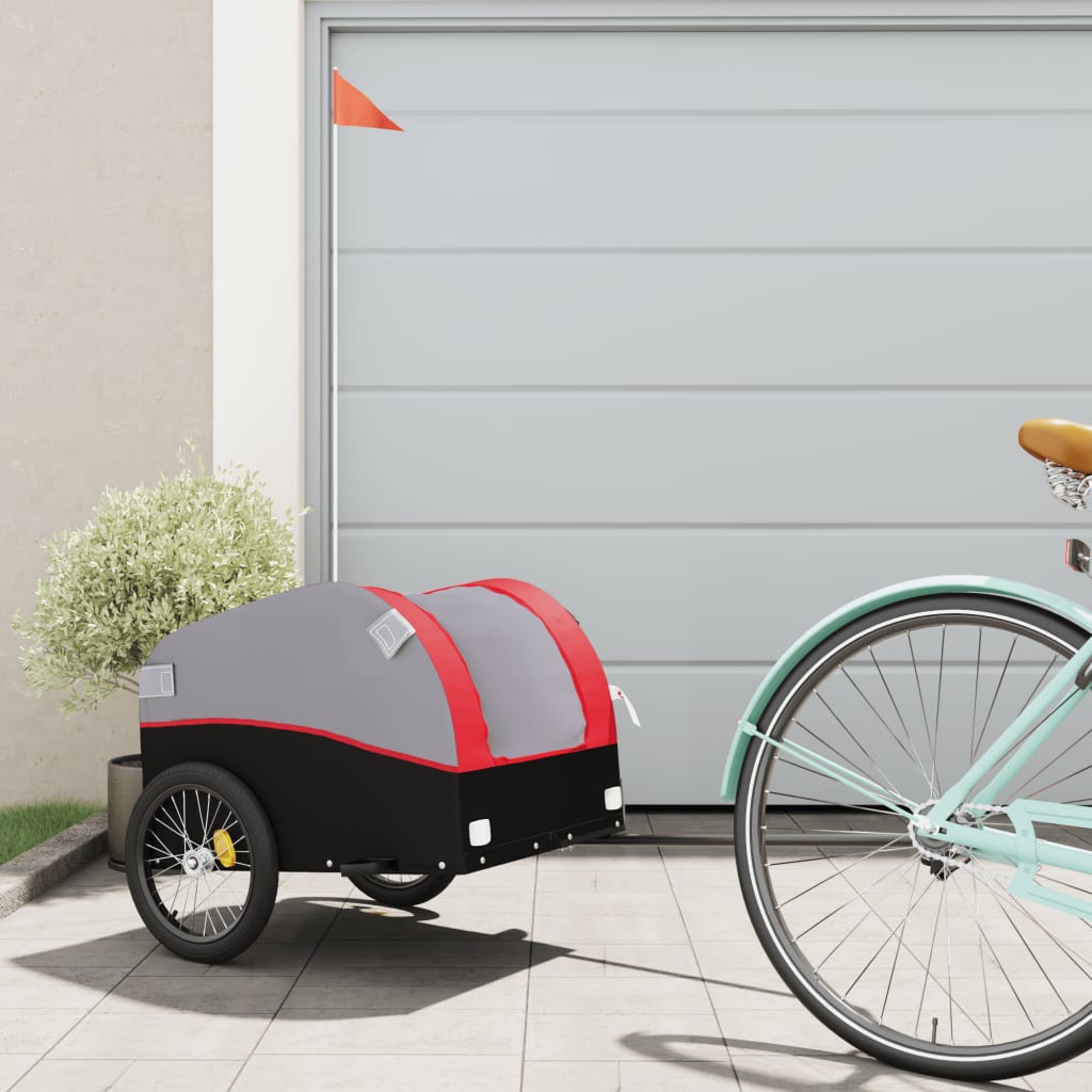 Vidaxl bicycle trailer 30 kg iron black and red