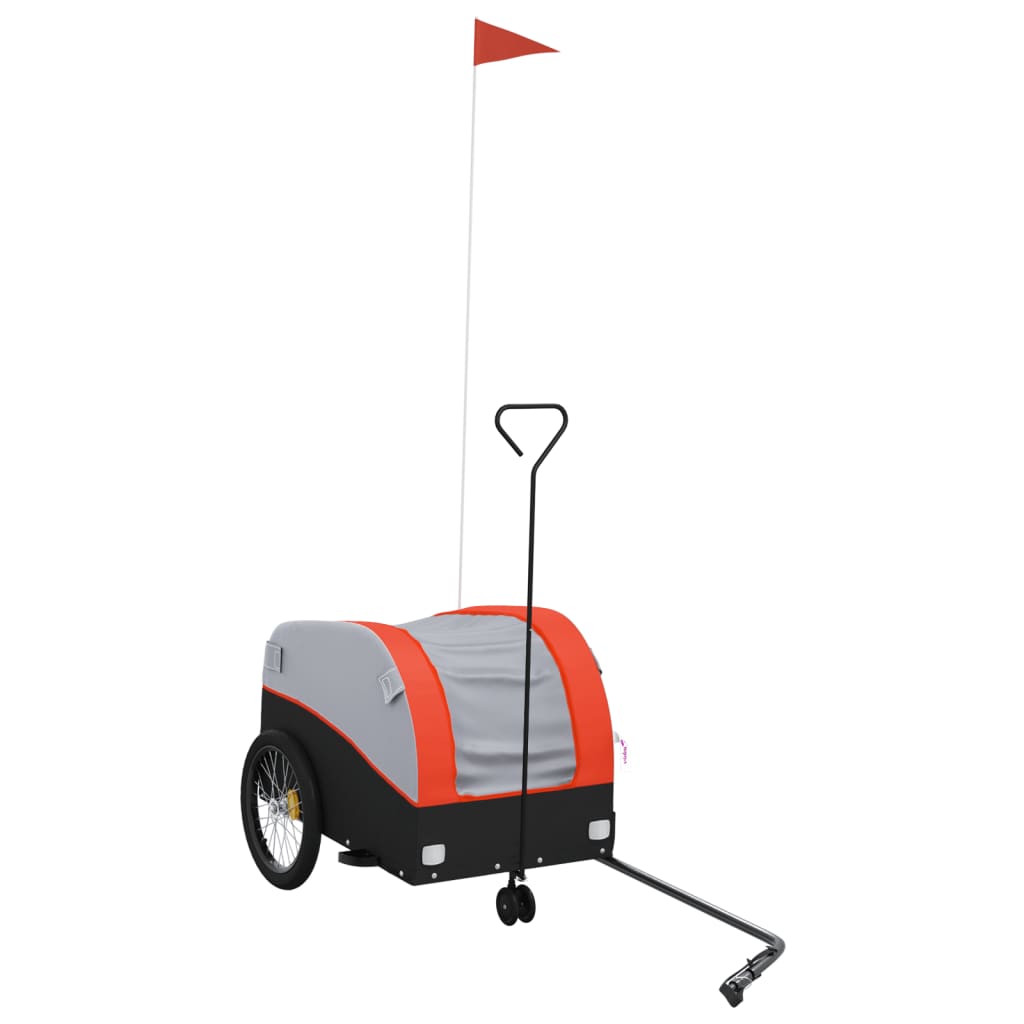 Vidaxl bicycle trailer 30 kg iron black and orange