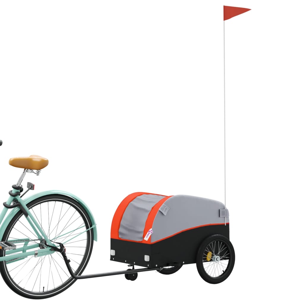 Vidaxl bicycle trailer 30 kg iron black and orange