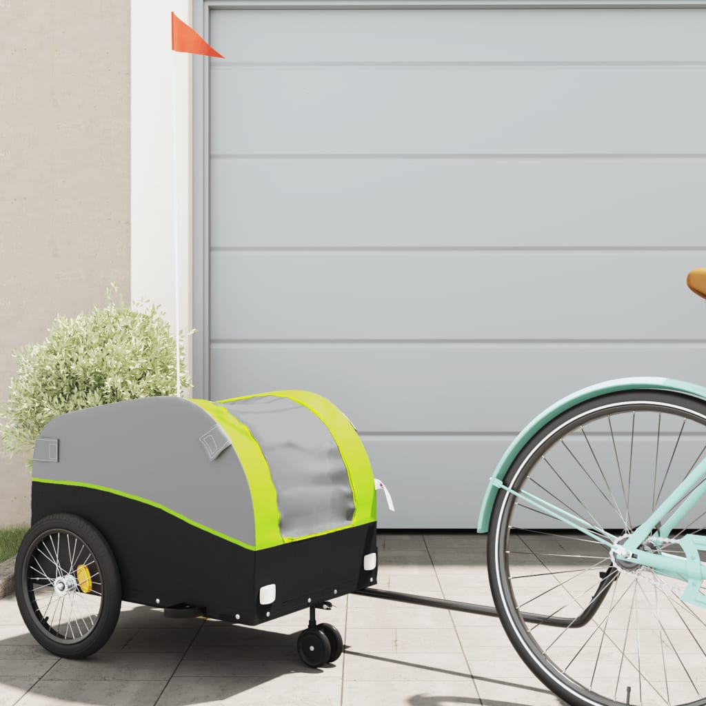 Vidaxl bicycle trailer 30 kg iron black and green