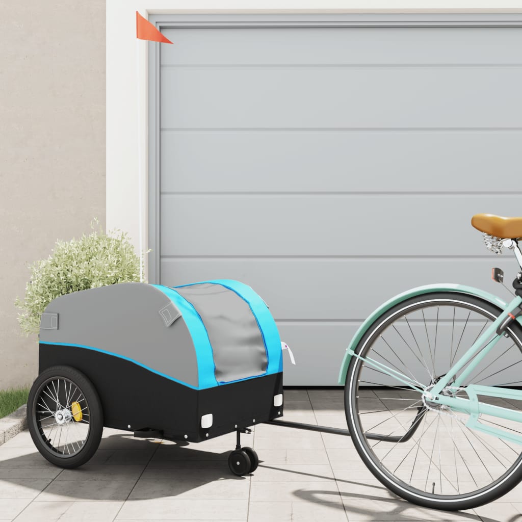 Vidaxl bicycle trailer 45 kg iron black and blue