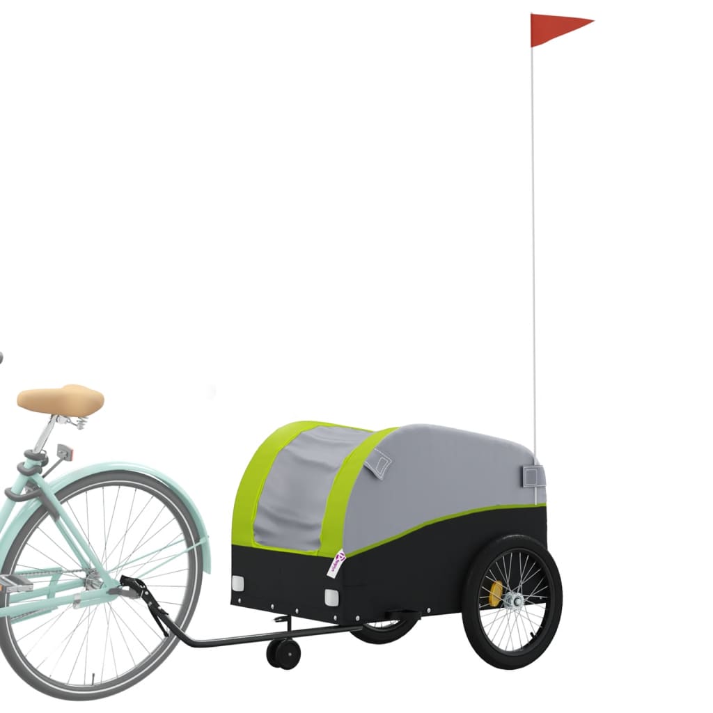 Vidaxl bicycle trailer 45 kg iron black and green