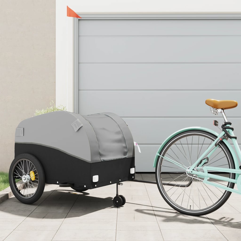 Vidaxl Rower Trailer 45 kg żelaza czarna i szarość