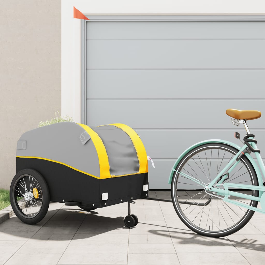 Vidaxl Bicycle Trailer 45 kg železa černá a žlutá