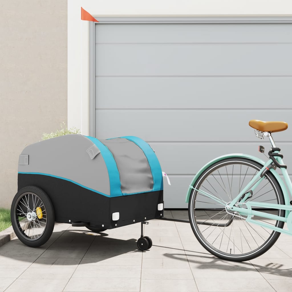 Vidaxl bicycle trailer 45 kg iron black and blue