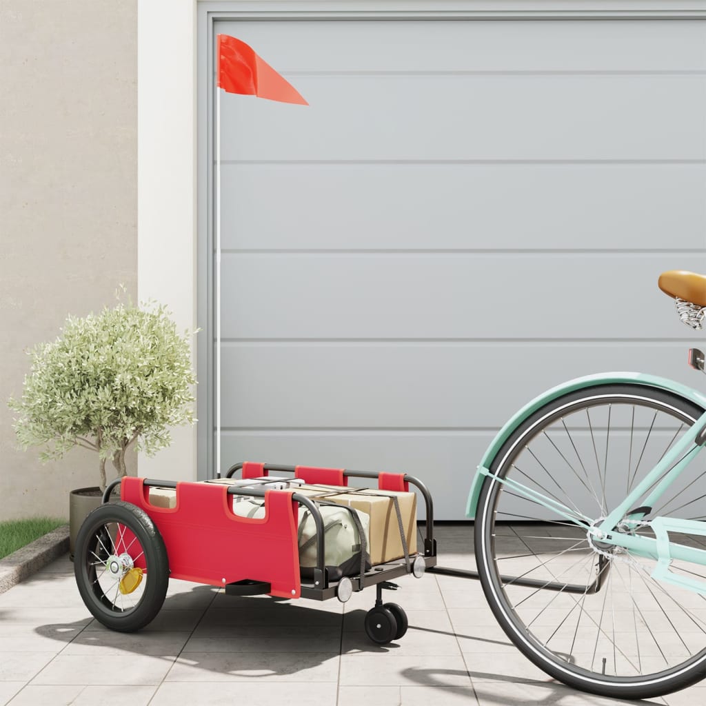 Vidaxl bicycle trailer Oxford fabric and iron red