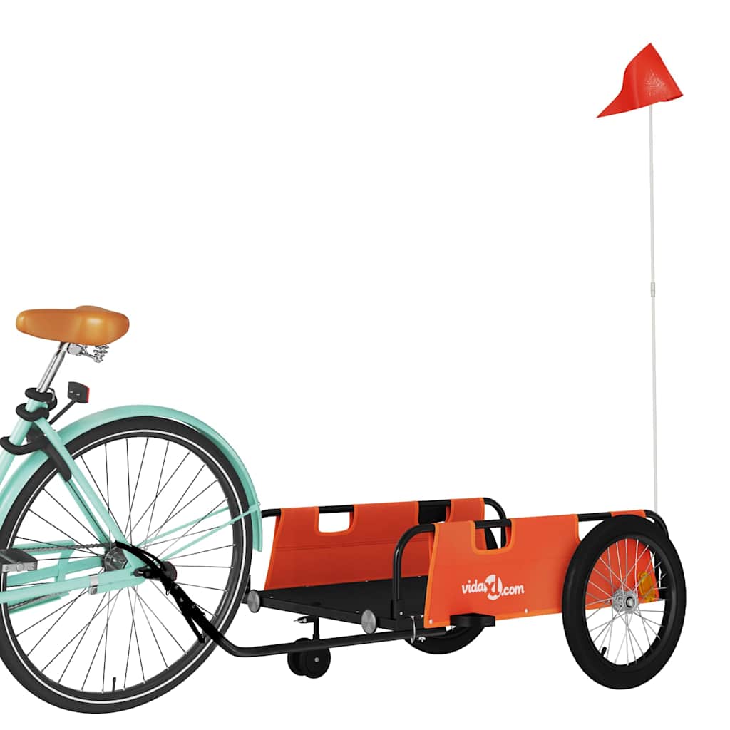 Vidaxl bicycle trailer Oxford fabric and iron orange and black