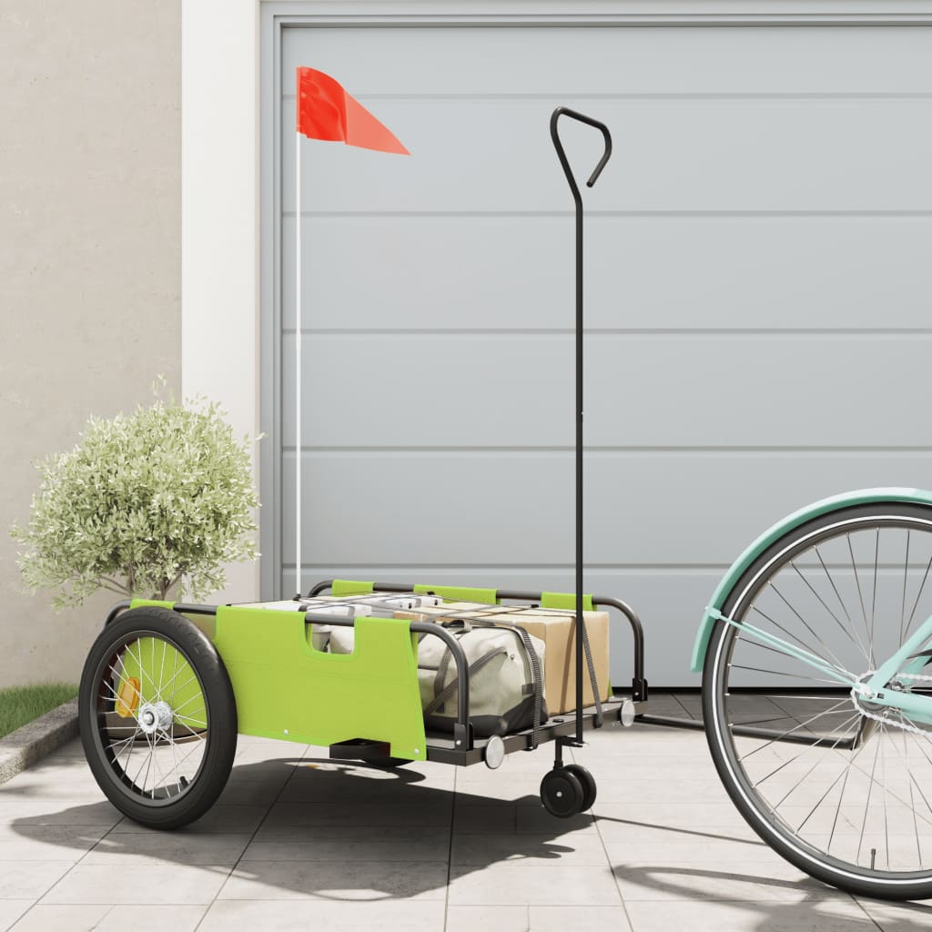 Vidaxl bicycle trailer Oxford fabric and iron green and black