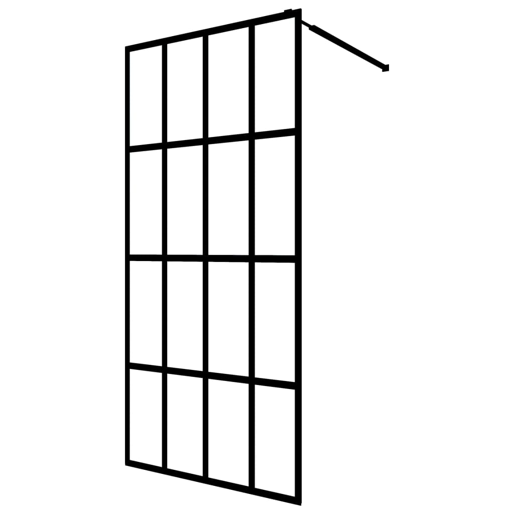 Vidaxl Walk-in-in tuš stena s polico 80x195 cm esg-Glas aluminijast črna