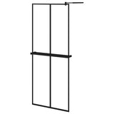 Vidaxl Walk-in-in tuš stena s polico 80x195 cm esg-Glas aluminijast črna