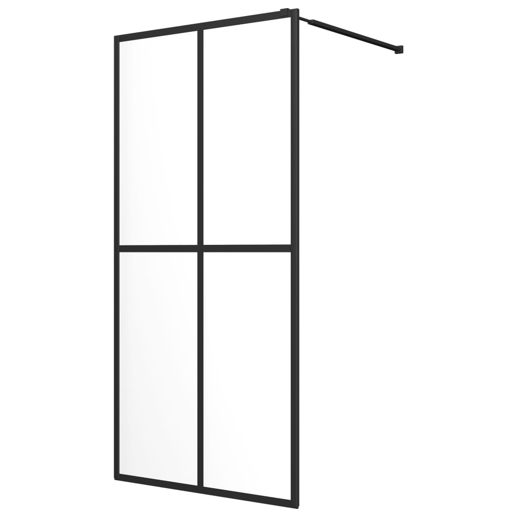 Vidaxl Walk-in-in tuš stena s polico 80x195 cm esg-Glas aluminijast črna
