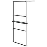 Vidaxl Walk-in Shower Wall z półką 80x195 cm ESG-GLAS Aluminium Black