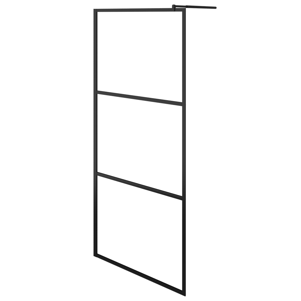 Vidaxl Walk-in Shower Wall z półką 80x195 cm ESG-GLAS Aluminium Black