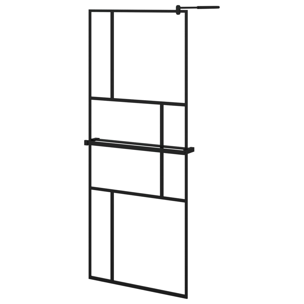 Vidaxl Walk-in Shower Wall z półką 80x195 cm ESG-GLAS Aluminium Black