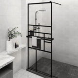 Vidaxl Walk-in-in tuš stena s polico 80x195 cm esg-Glas aluminijast črna
