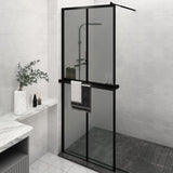 Vidaxl Walk-in-in tuš stena s polico 80x195 cm esg-Glas aluminijast črna