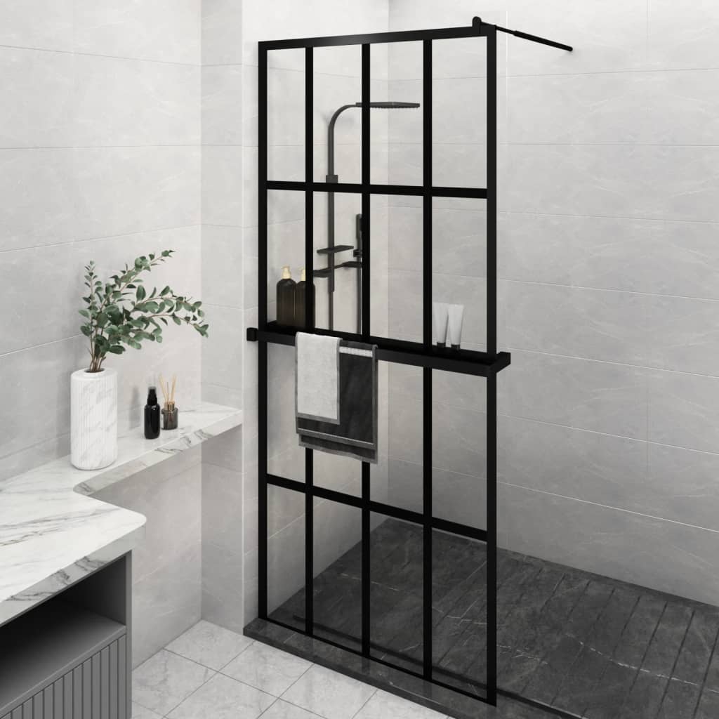 Vidaxl Walk-in Walk z półką 100x195 cm ESG-GLAS Aluminium Black
