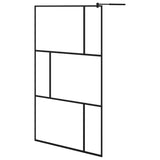 Vidaxl Walk-in shower wall with shelf 115x195 cm ESG-Glas Aluminum Black