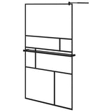 Vidaxl Walk-in-in tuš stena s polico 115x195 cm esg-Glas aluminijasta črna