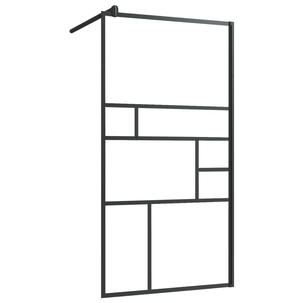 Vidaxl Walk-in-in tuš stena s polico 115x195 cm esg-Glas aluminijasta črna