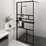 Vidaxl Walk-in-in tuš stena s polico 115x195 cm esg-Glas aluminijasta črna