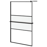 Vidaxl Walk-in-in tuš stena s polico 115x195 cm esg-Glas aluminijasta črna