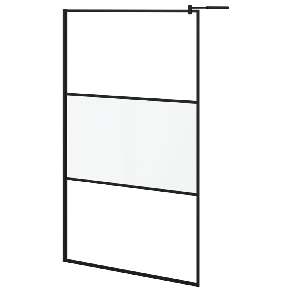 Vidaxl Walk-in-in tuš stena s polico 115x195 cm esg-Glas aluminijasta črna