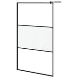 Vidaxl Walk-in-in tuš stena s polico 115x195 cm esg-Glas aluminijasta črna