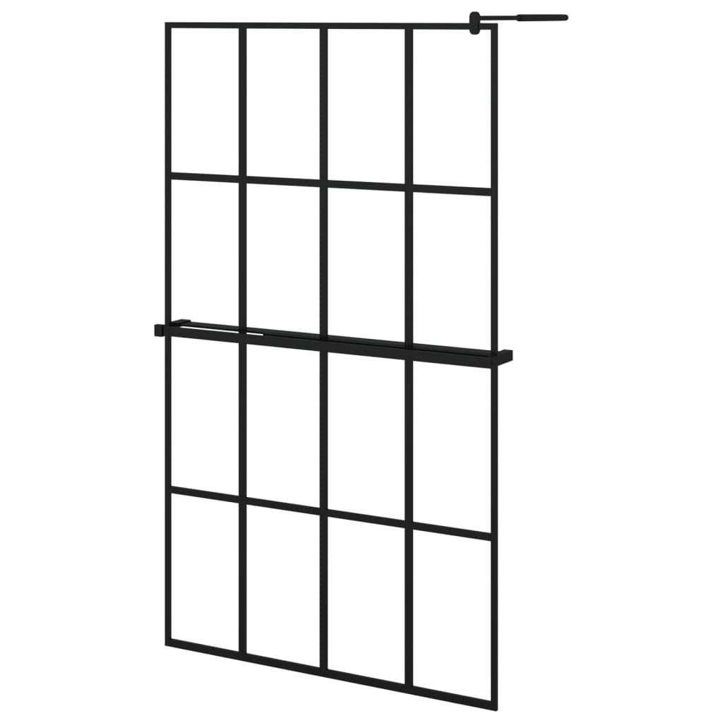 Vidaxl Walk-in-in tuš stena s polico 118x190 cm esg-Glas aluminijasta črna