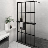 Vidaxl Walk-in-in tuš stena s polico 118x190 cm esg-Glas aluminijasta črna