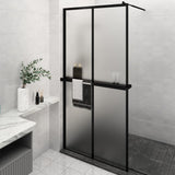Vidaxl Walk-in-in tuš stena s polico 118x190 cm esg-Glas aluminijasta črna