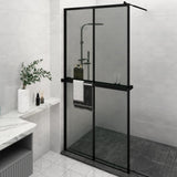 Vidaxl Walk-in-in tuš stena s polico 118x190 cm esg-Glas aluminijasta črna